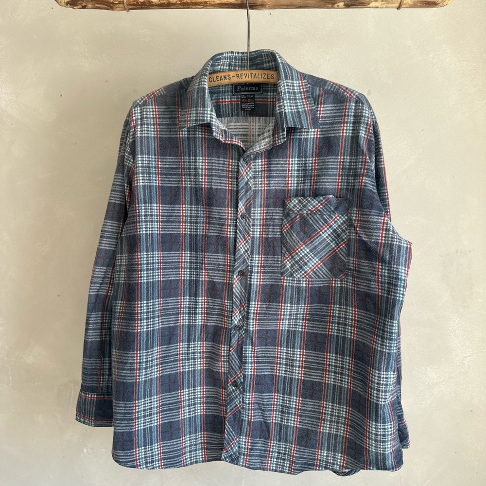 Vintage early 90s PALERMO  Plaid button up printed cotton flannel shirt